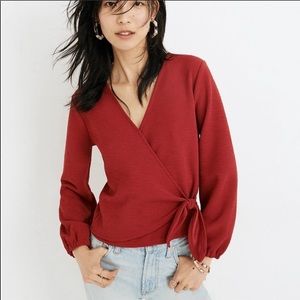 Madewell Miller Crossbody Wrap Top, Deep Crimson
